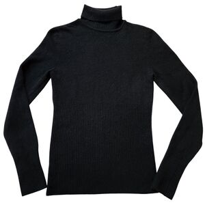 Moda International Wool Alpaca Blend Ribbed Black Turtleneck